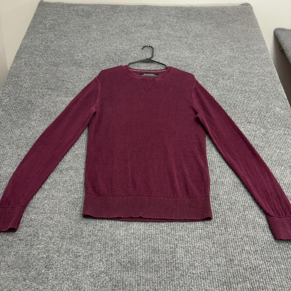 Banana Republic Sweater Mens M Burgundy Italian Linen Crewneck Casual Preppy